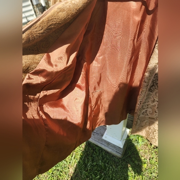 Womens Giancarlo Ferrari Vintage GOLD Jacket GYPSY Festival BOHO lined Zip - Picture 8 of 12